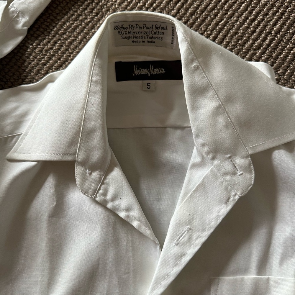 Neiman Marcus boys white button down lingerie sleeve